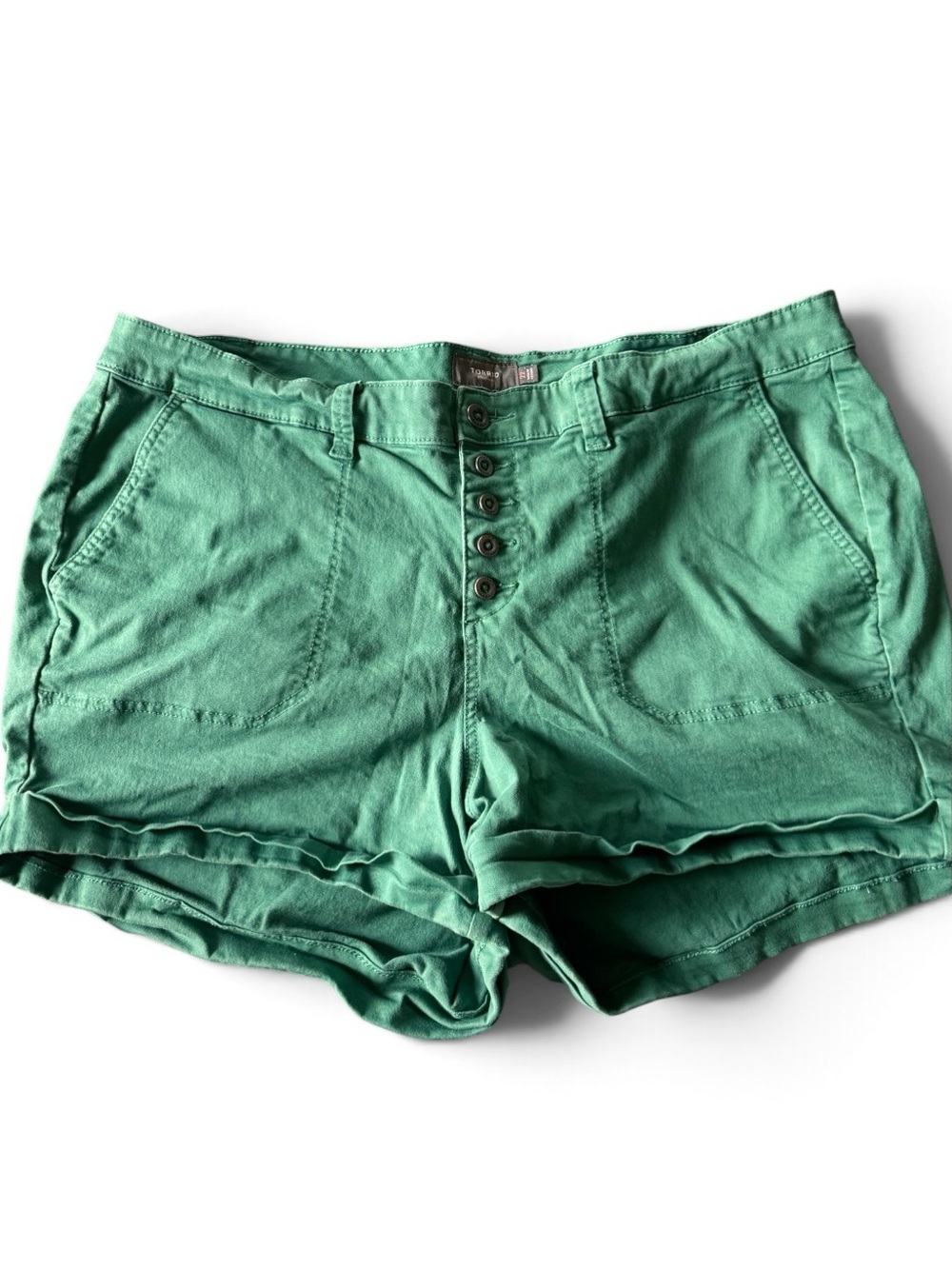 torrid Mint Green High-Waist Button-Front Cotton Shorts